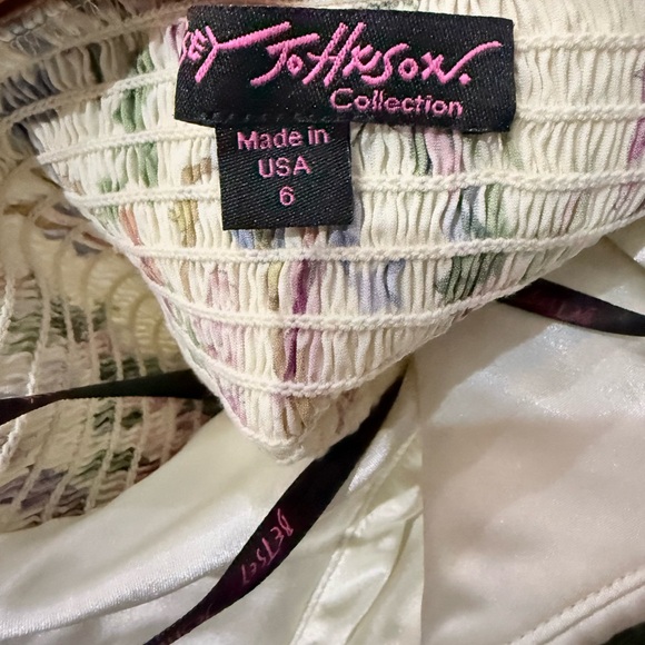 RARE GORGEOUS Y2K Vintage BETSEY JOHNSON silk cream floral dress size 6 HTF - Picture 8 of 12